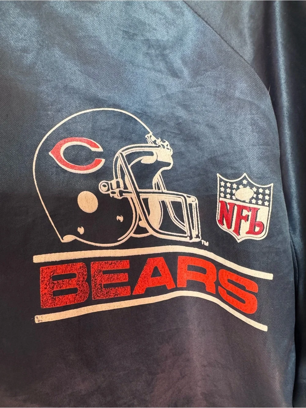 Chicago Bears Navy Satin Windbreaker Jacket with Orange Trim